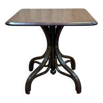 Table bistrot en acajou et hêtre, fabrication des années 50