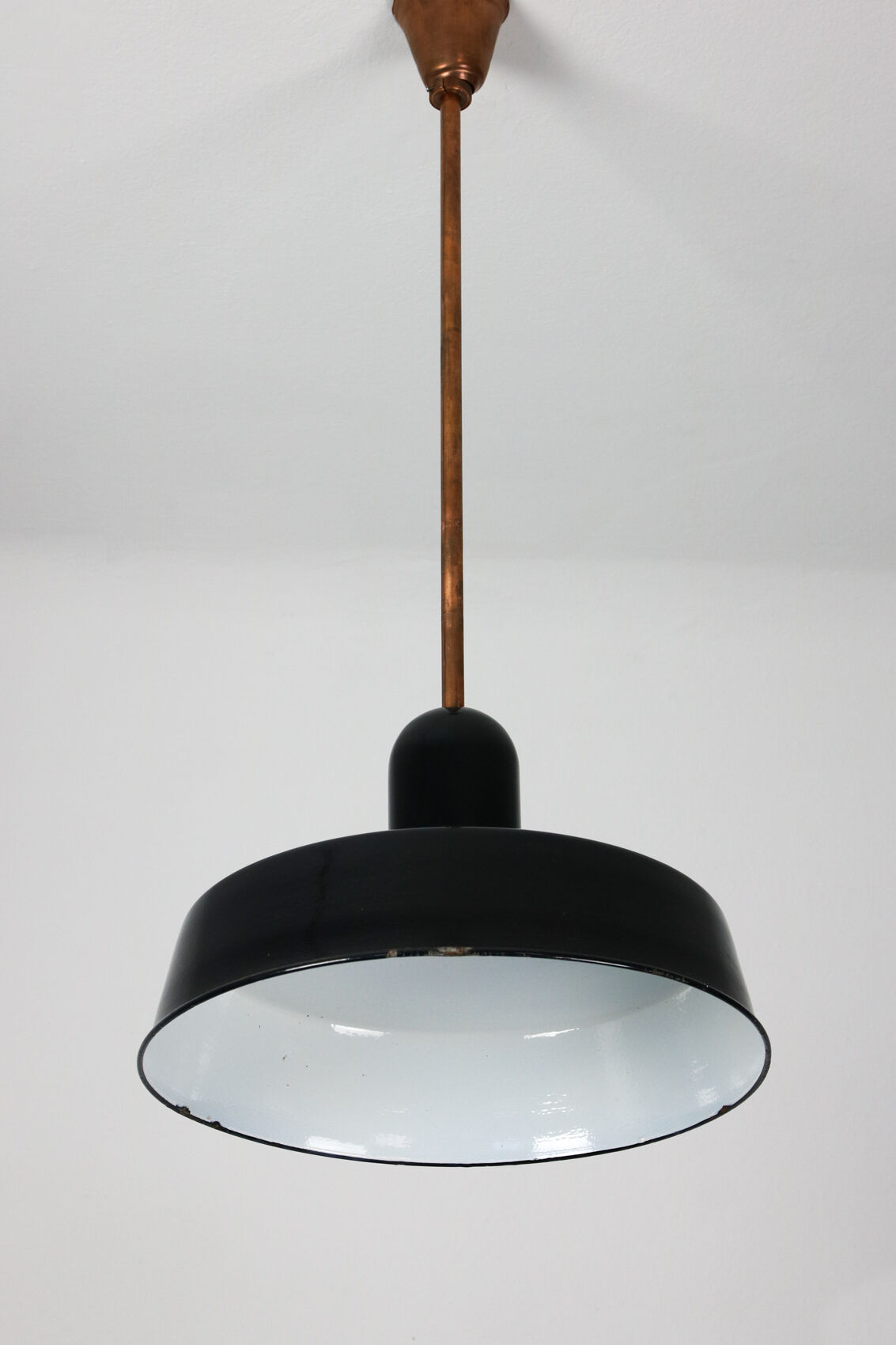 Black industrial enamel pendant light Vintage from Emo, 1960s