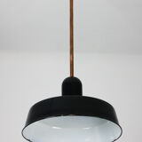 Black industrial enamel pendant light Vintage from Emo, 1960s