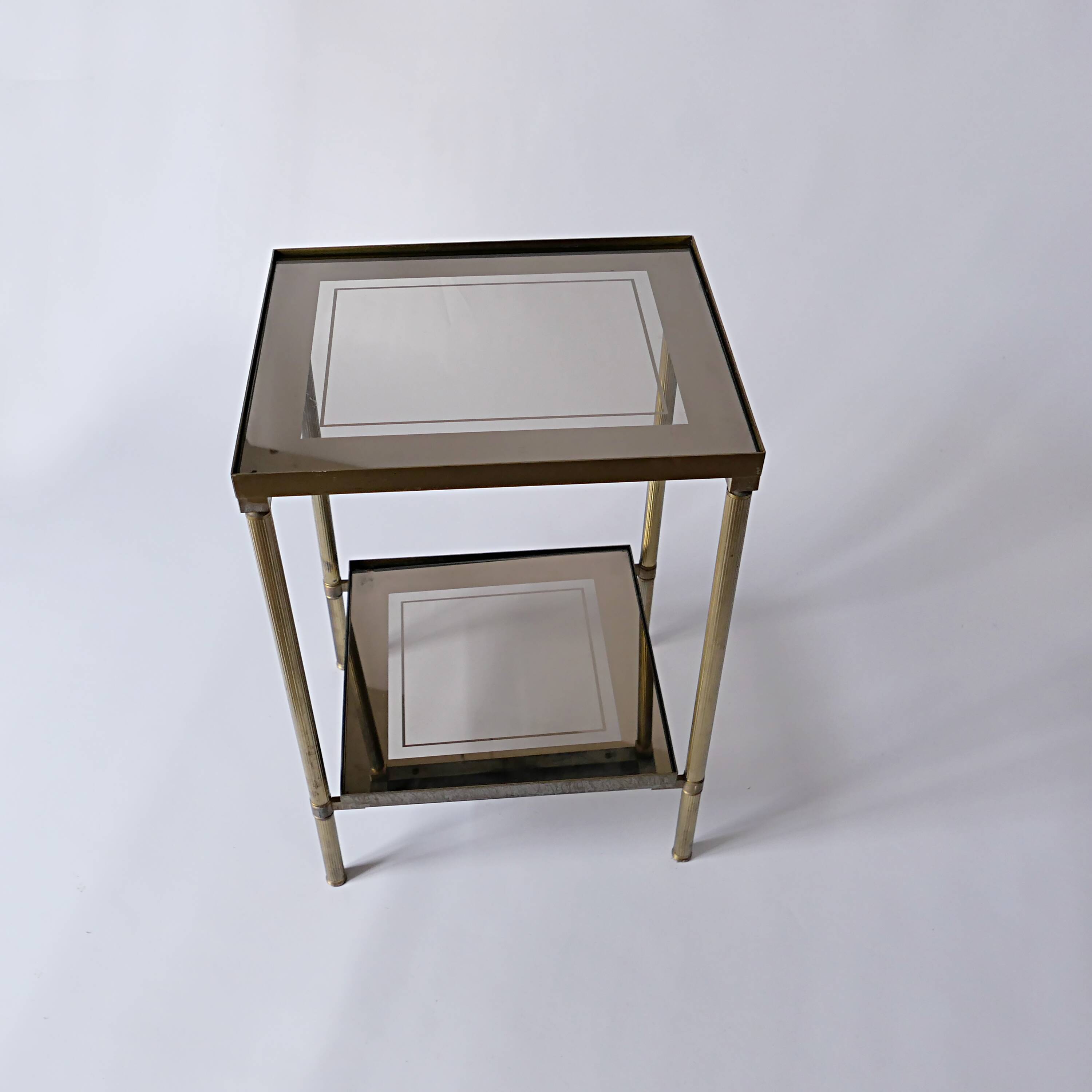 saddle table in brass smoked glass mirror old vintage Jansen house