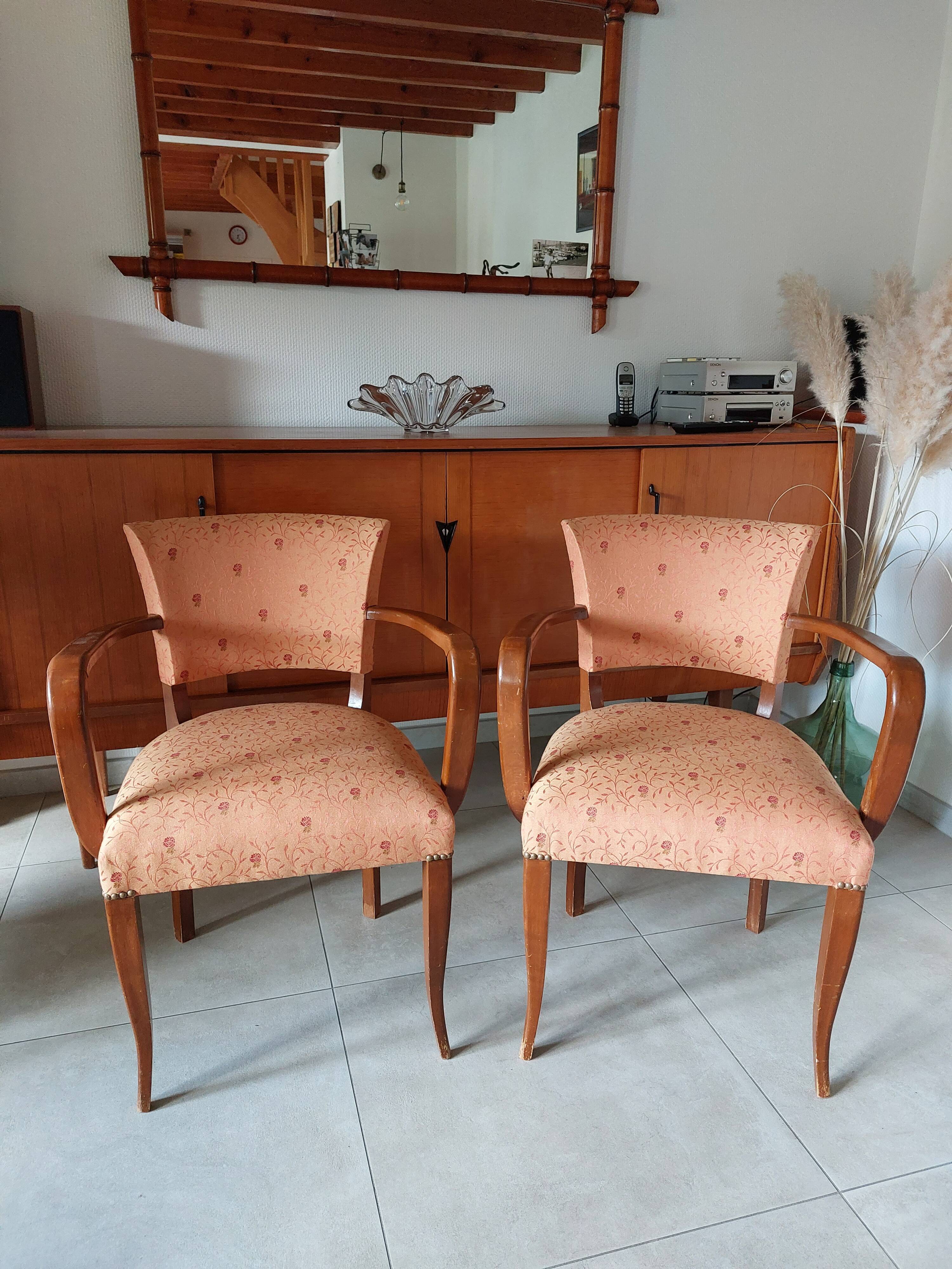 2 fauteuils bridge saumon