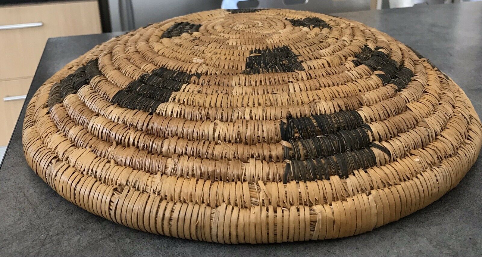 Basket straw bowl origin African hand weave 34 cm