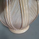 Table d'appoint en roseau fendu / roseau crayon / rotin / cloche en bambou.