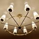 Large Vintage Italian Pendant Light, 1950s, Brass Glass