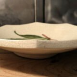 Empty cup pocket in cracked earthenware cherry decoration signed Lauray