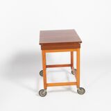 Scandinavian side table 1960s on wheels
