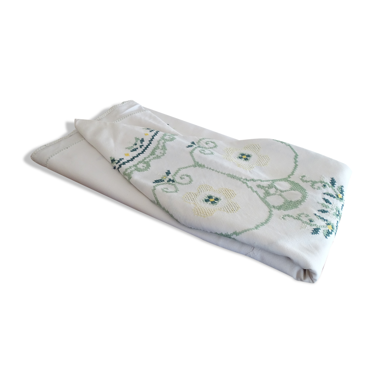 Round embroidered tablecloth 160 cm cotton