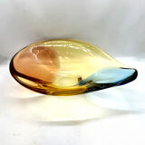 Organic modern glass platter designed by H. Machovska Mstišov Moser Karlovarske Sklo Cechoslovakia