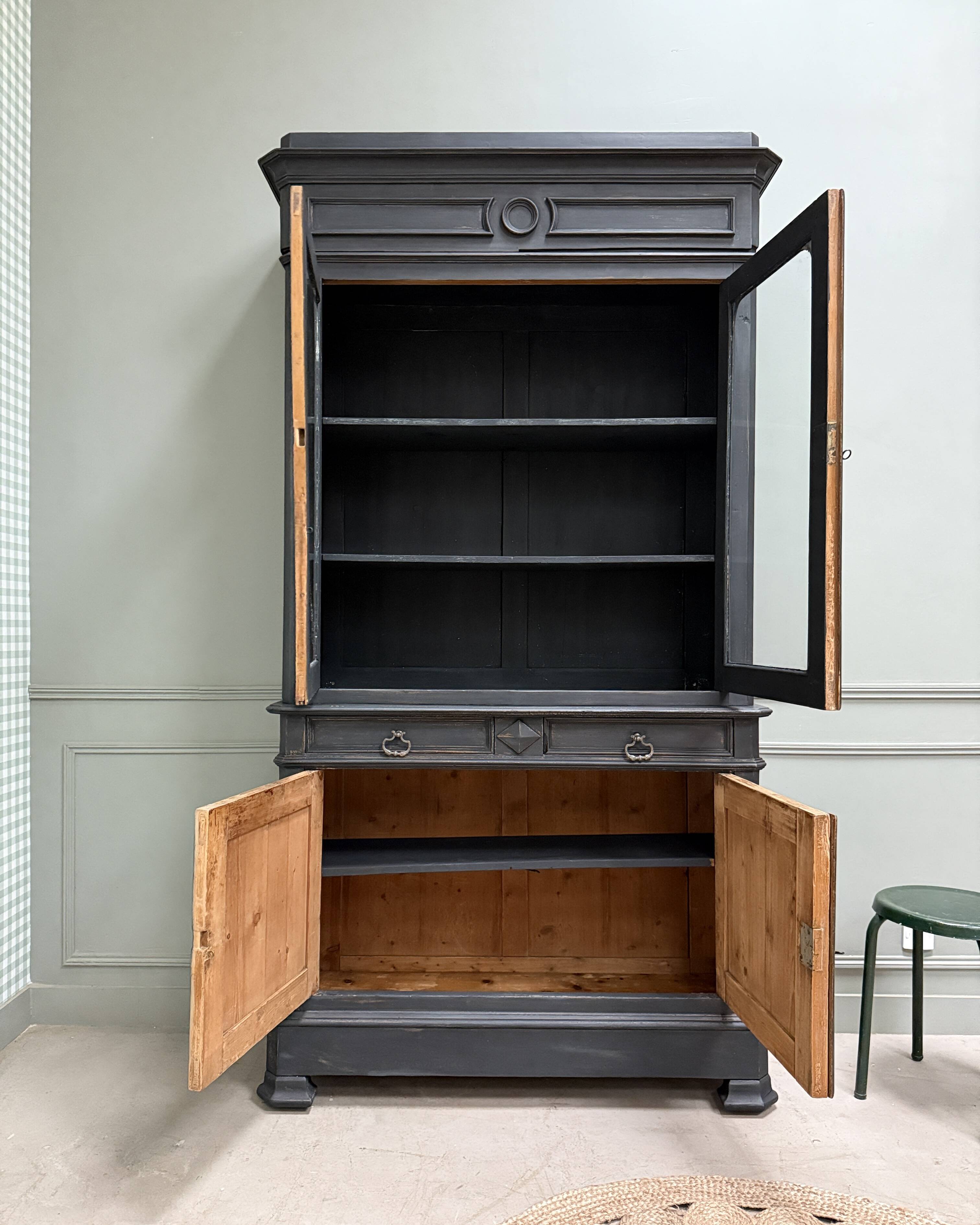 Louis-Philippe style black patina sideboard (restored)