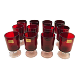 12 red vintage stemmed glasses