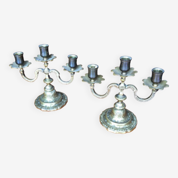 pair of brass candlesticks