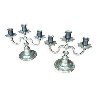 pair of brass candlesticks