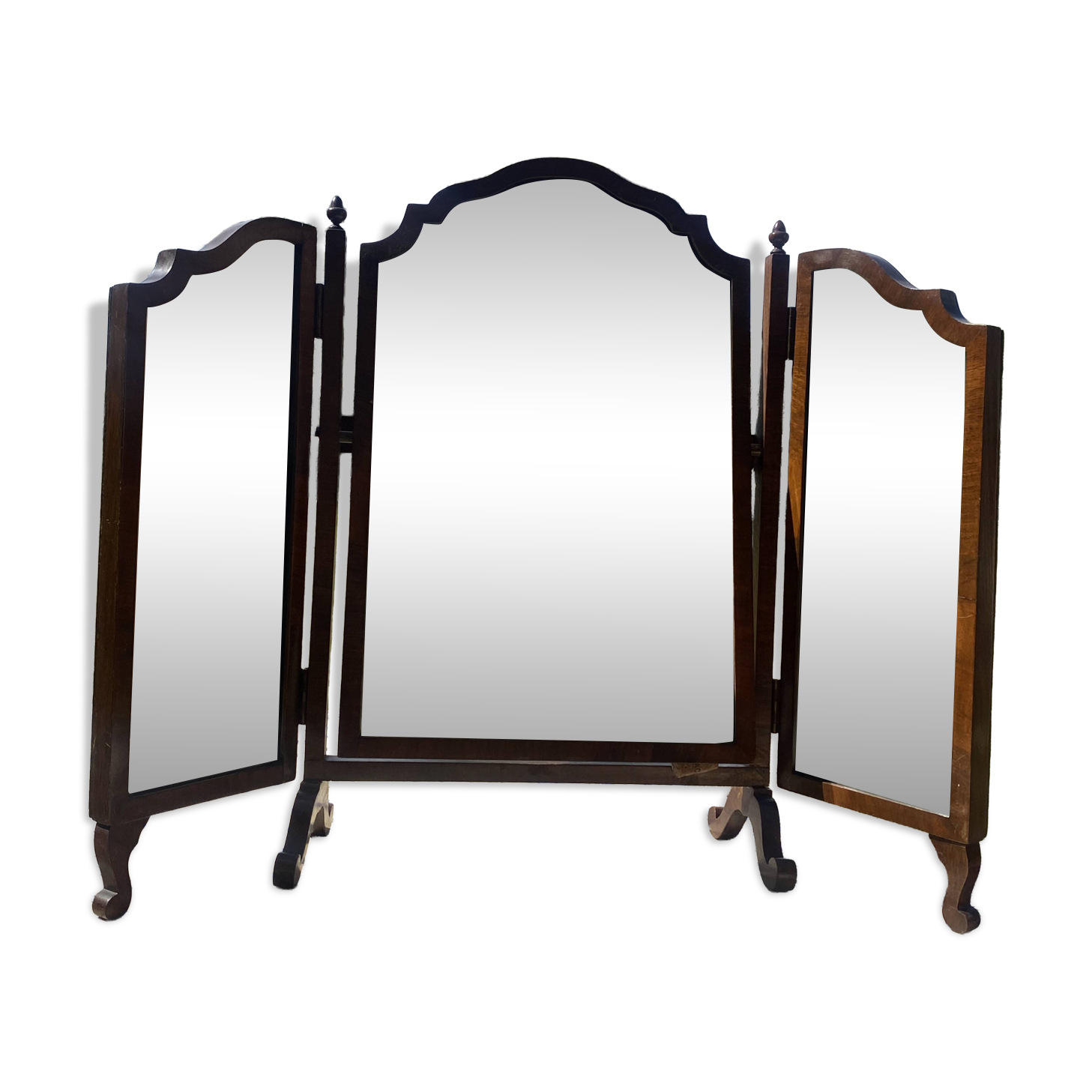 Miroir psyché triptyque en acajou