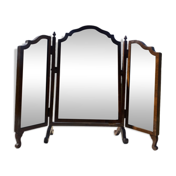 Triptych full-length mirror in mahogany