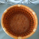 basket cache pot rattan and bamboo vintage French boho of the 60s/70s / old planter in