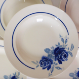 Set of 5 vintage flat plates from Grimaud Strasbourg, Poitiers model, porcelain