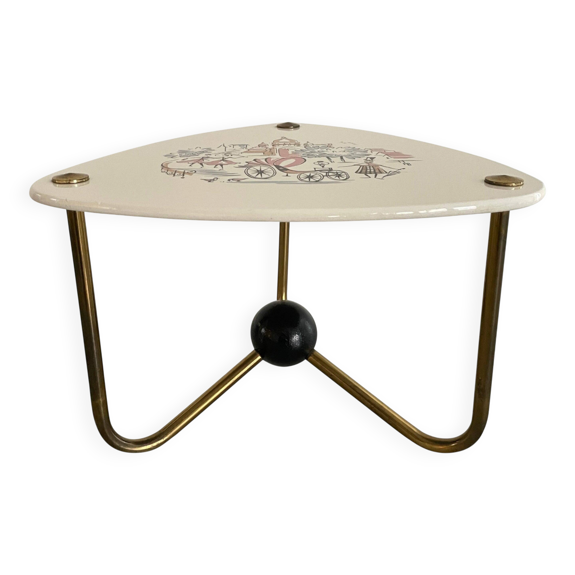 Illustrated jardinière from the mid-century with tripod legs in ceramic, 1960s, Germany.