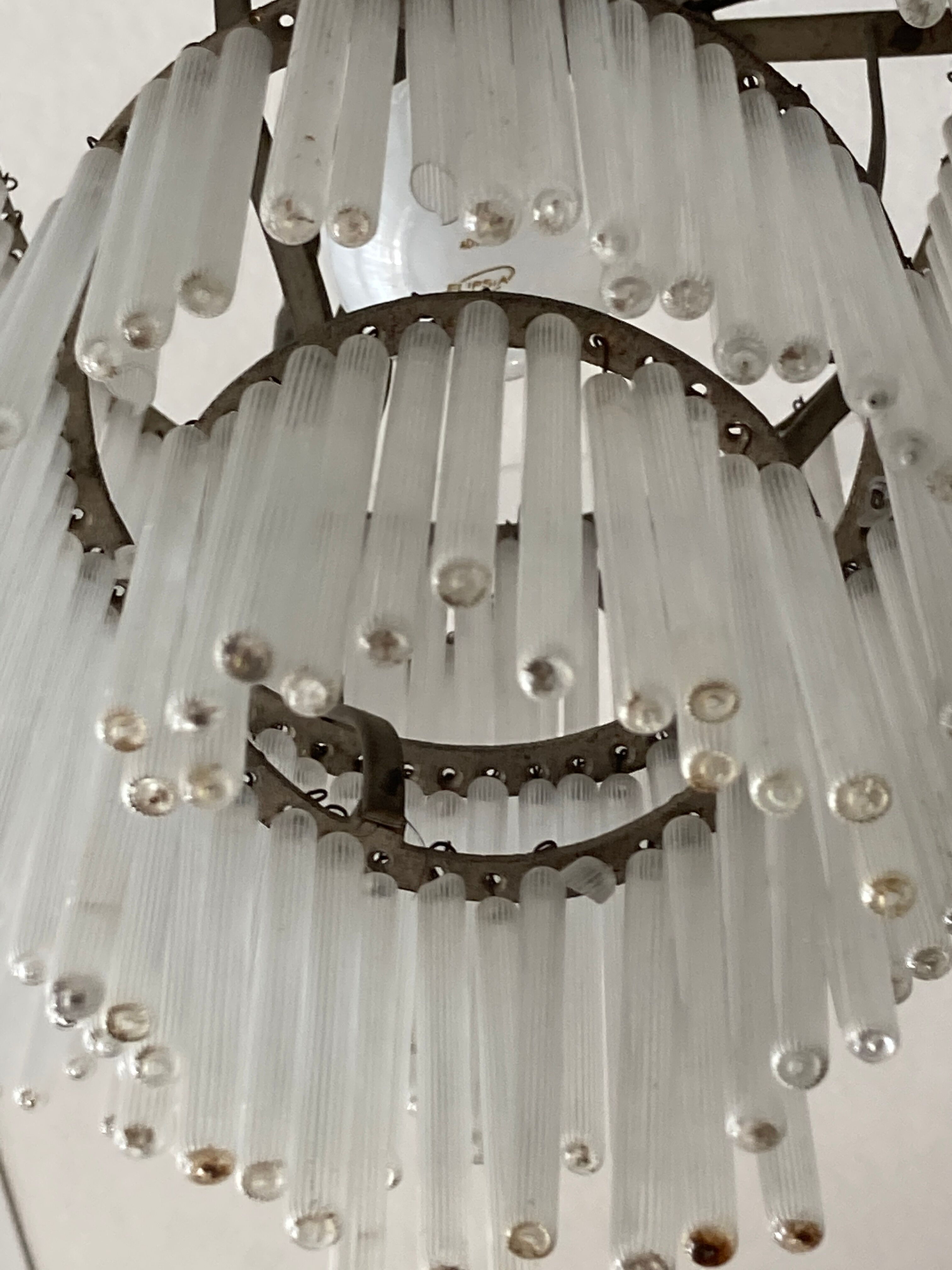 Art deco chandelier silver bronze grapevine