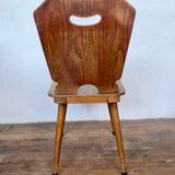 Series of 4 vintage rustic bistro chairs in thermoformed wood