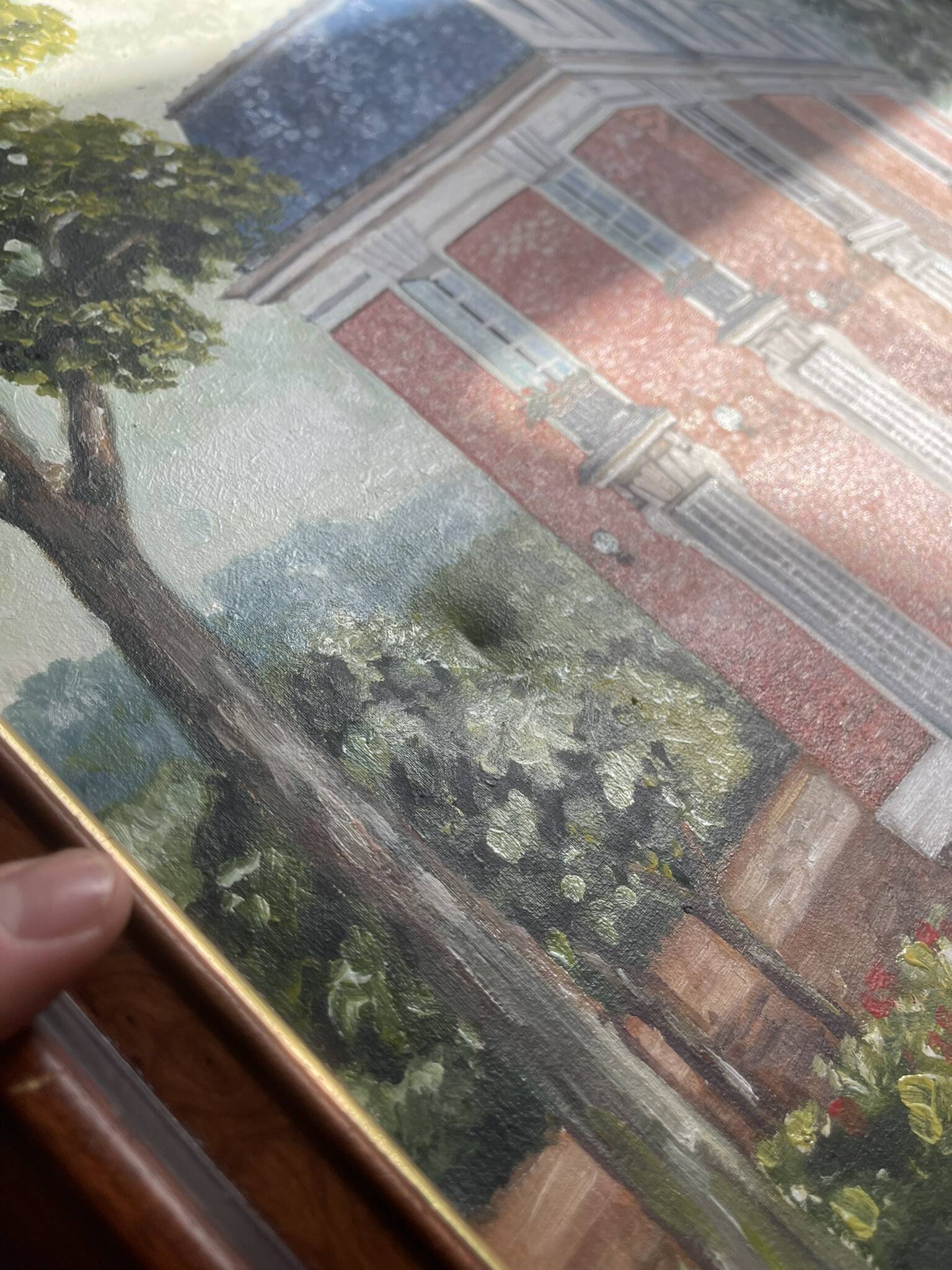 Old Oil Painting Canvas Manor Castle Holiday Home 87x62cm