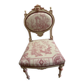 Chaise classique en bois peint et tissu toile de Jouy