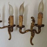 Vintage French Bronze Double Wall Sconces with Acanthus Leaf Detail 5706