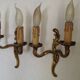 Vintage French Bronze Double Wall Sconces with Acanthus Leaf Detail 5706