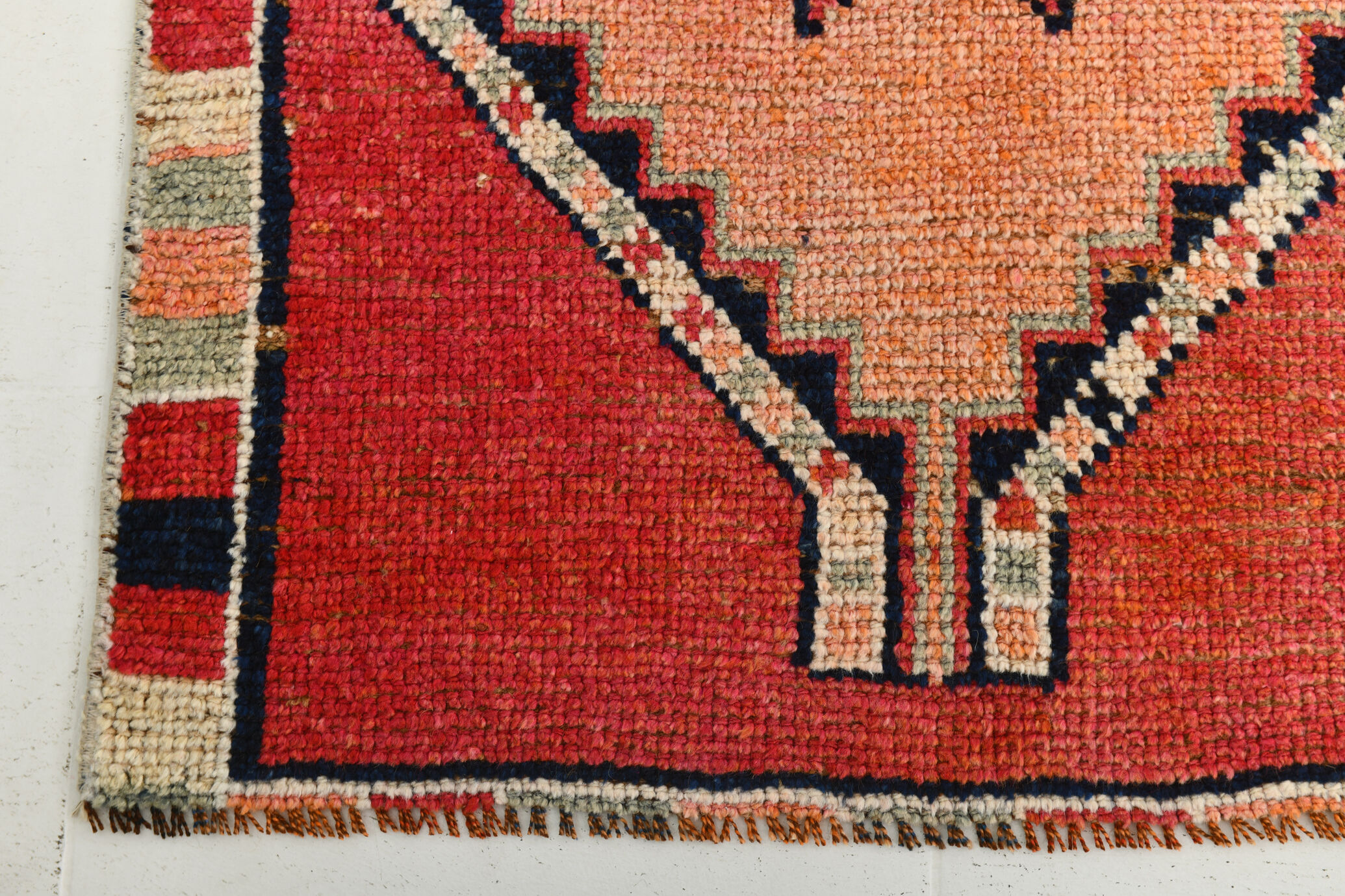 3x9 Somon Red & Dark Blue Hallway Runner Rug