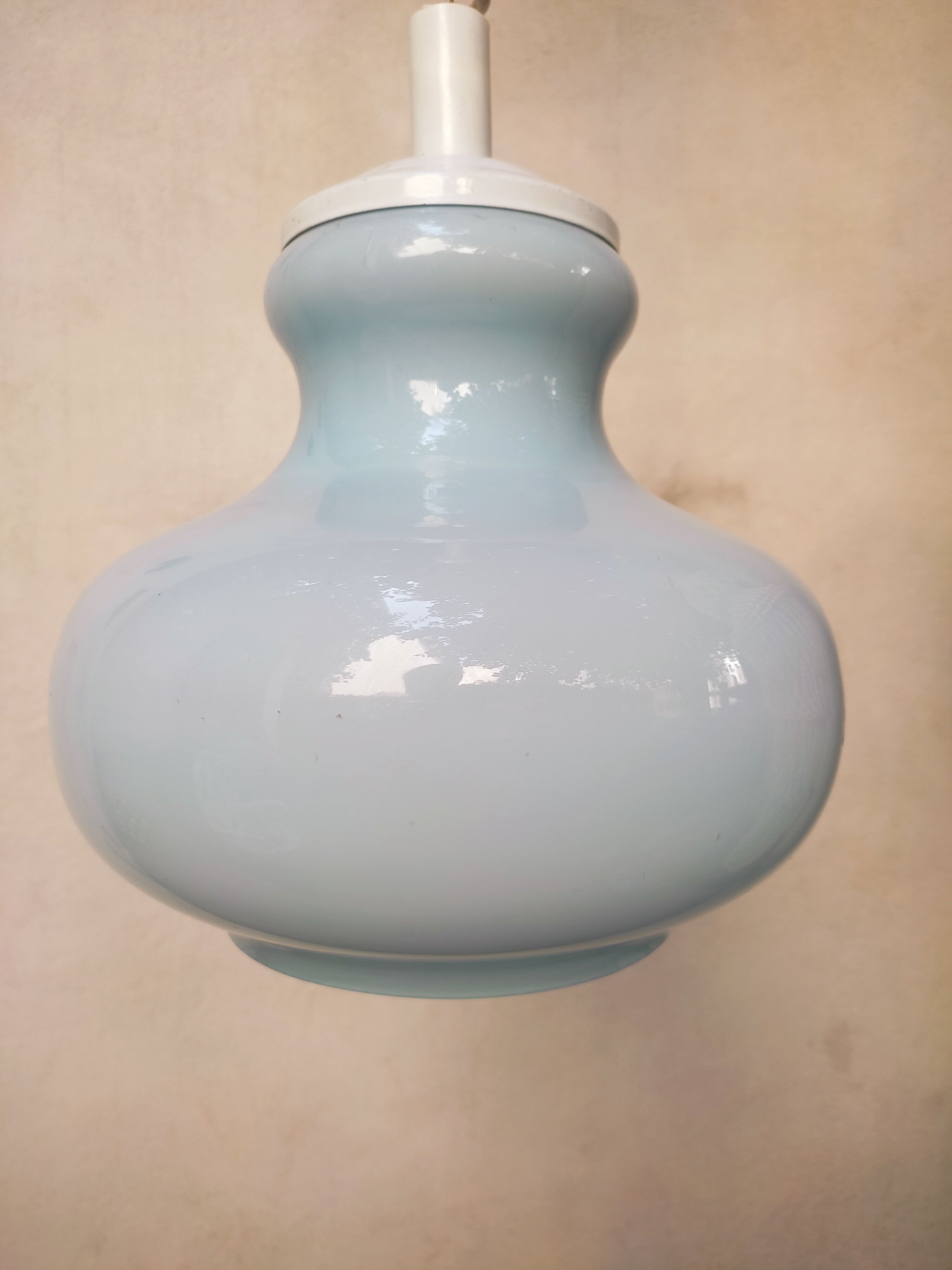 Blue opaline hanging lamp