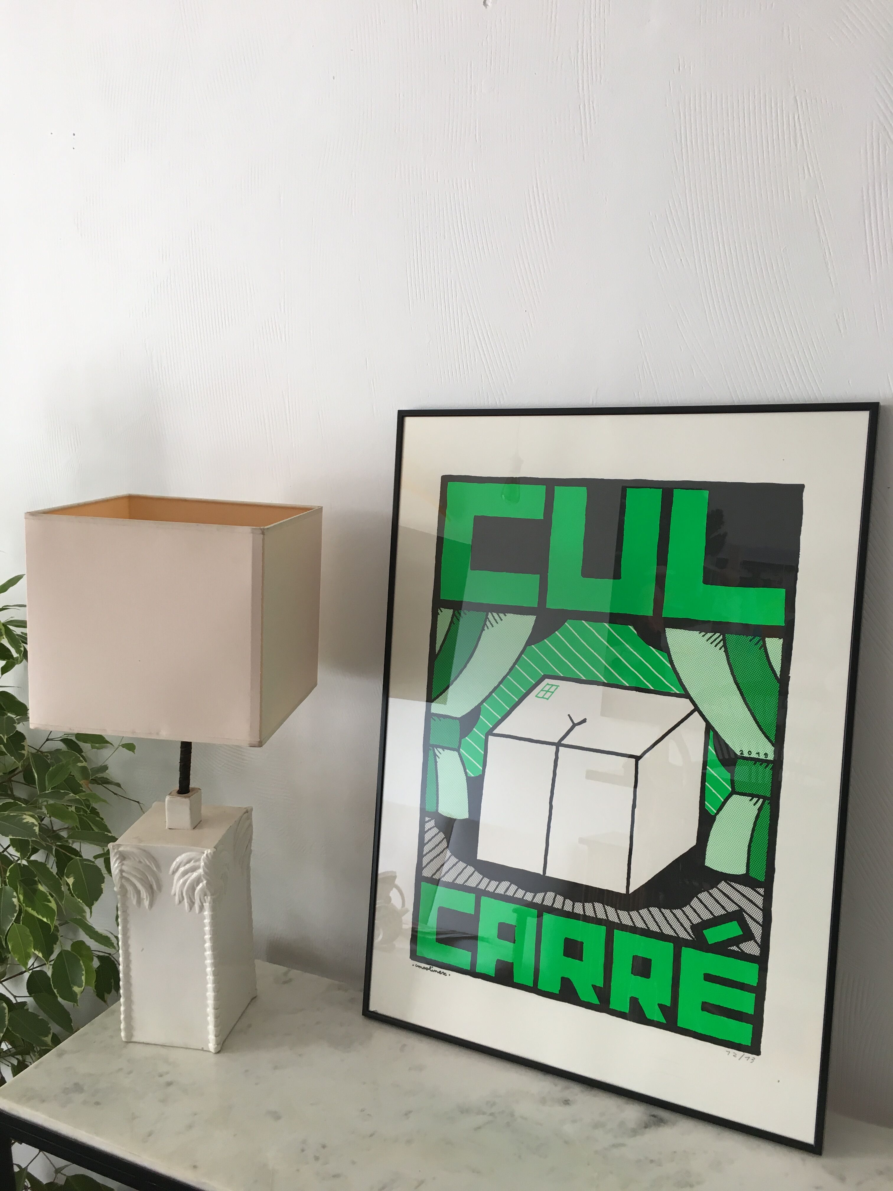 Green "Cul Carré" poster 70x50 cm handmade hand-printed numbered