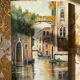 Venetian tableau oil on panel vintage/old canal and façades