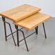 Brutalist Cast Iron and Oak Nesting Tables, 1970s, Set of 2