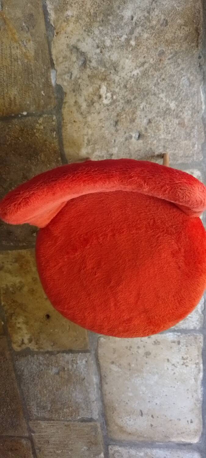Vintage fur-lined orange-red chair