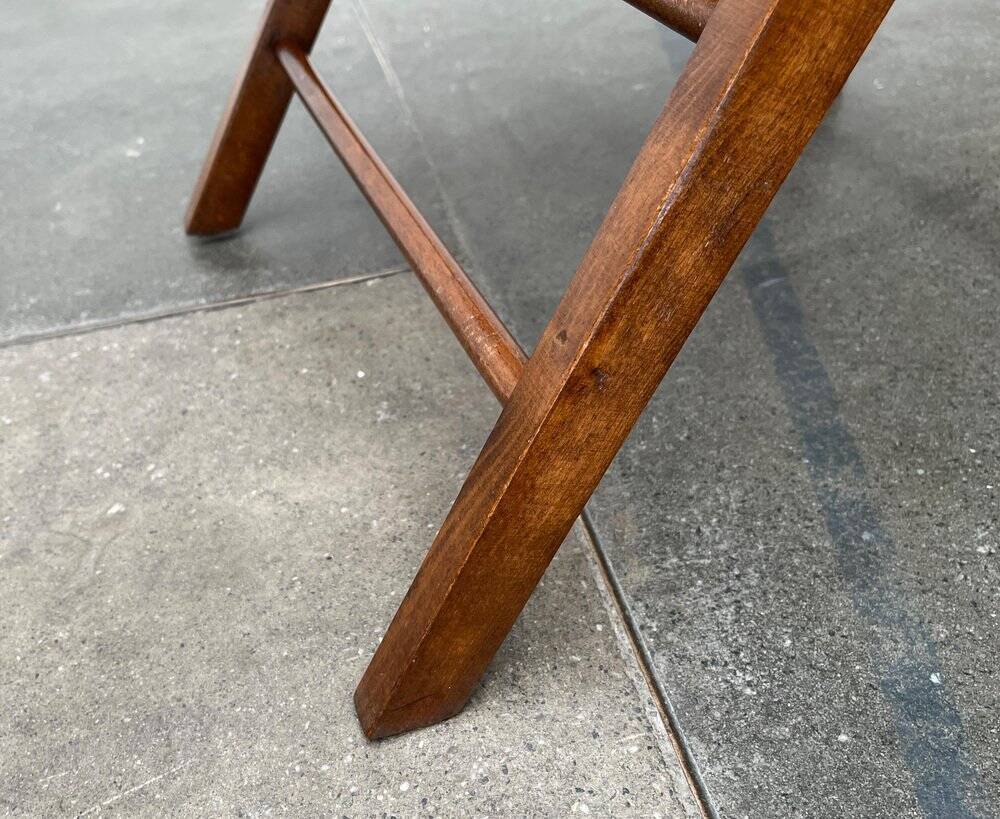 Mid-century wooden folding chair set with Viennese wicker seats, 1960s.