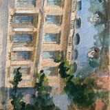 Elegant swan house gouache
