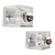 Set (2) of metal and ice glass 'cube' wall lights, Germany 1970s