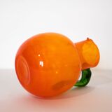 Pitcher in orange and green bubbled glass