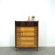 Donker vintage fineer design vitrinekast Jirak, boekenkast