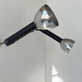 Pair of vintage wall lights, chrome and matte black metal, France 1960