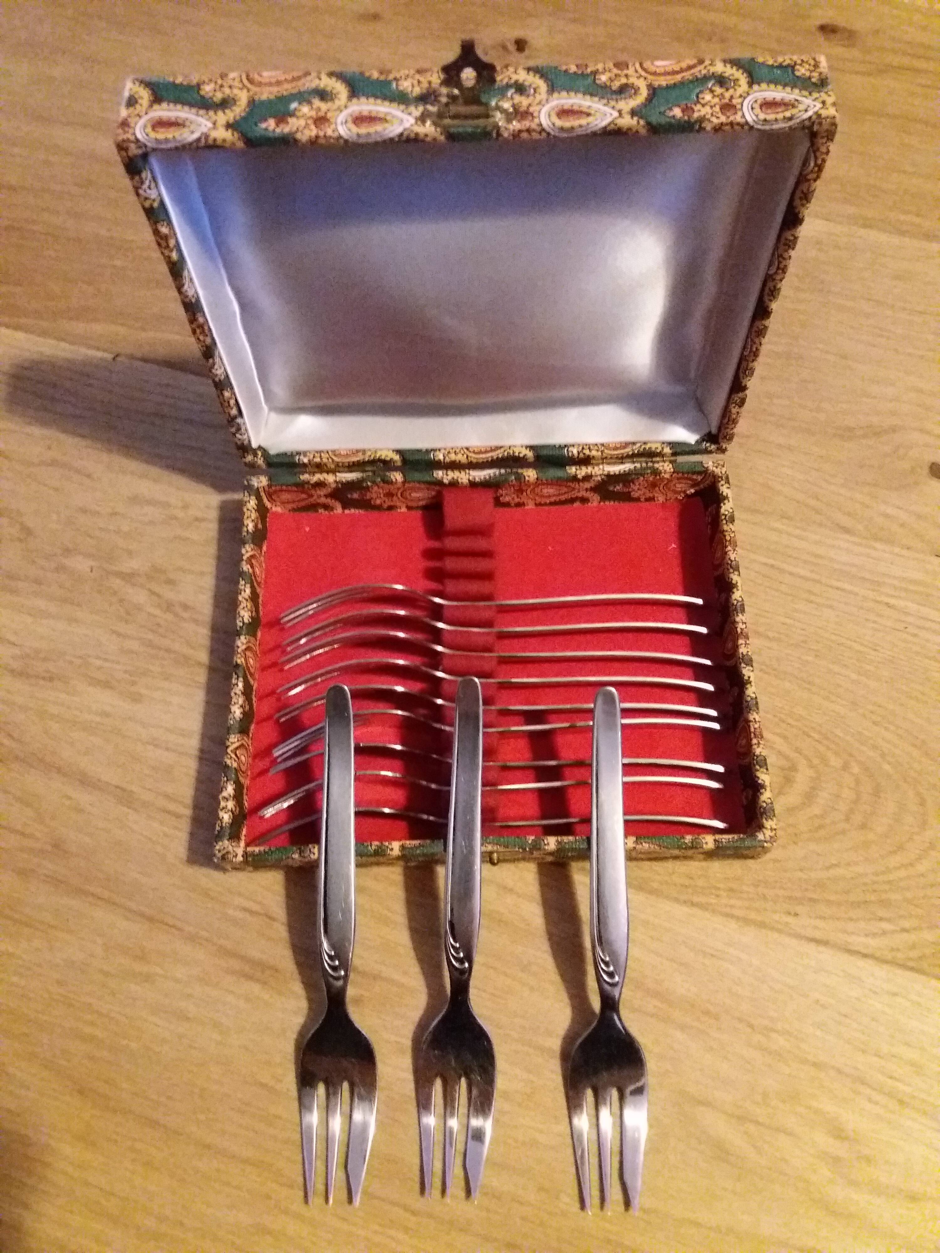 SMS Barenthal brand stainless steel dessert forks in a box