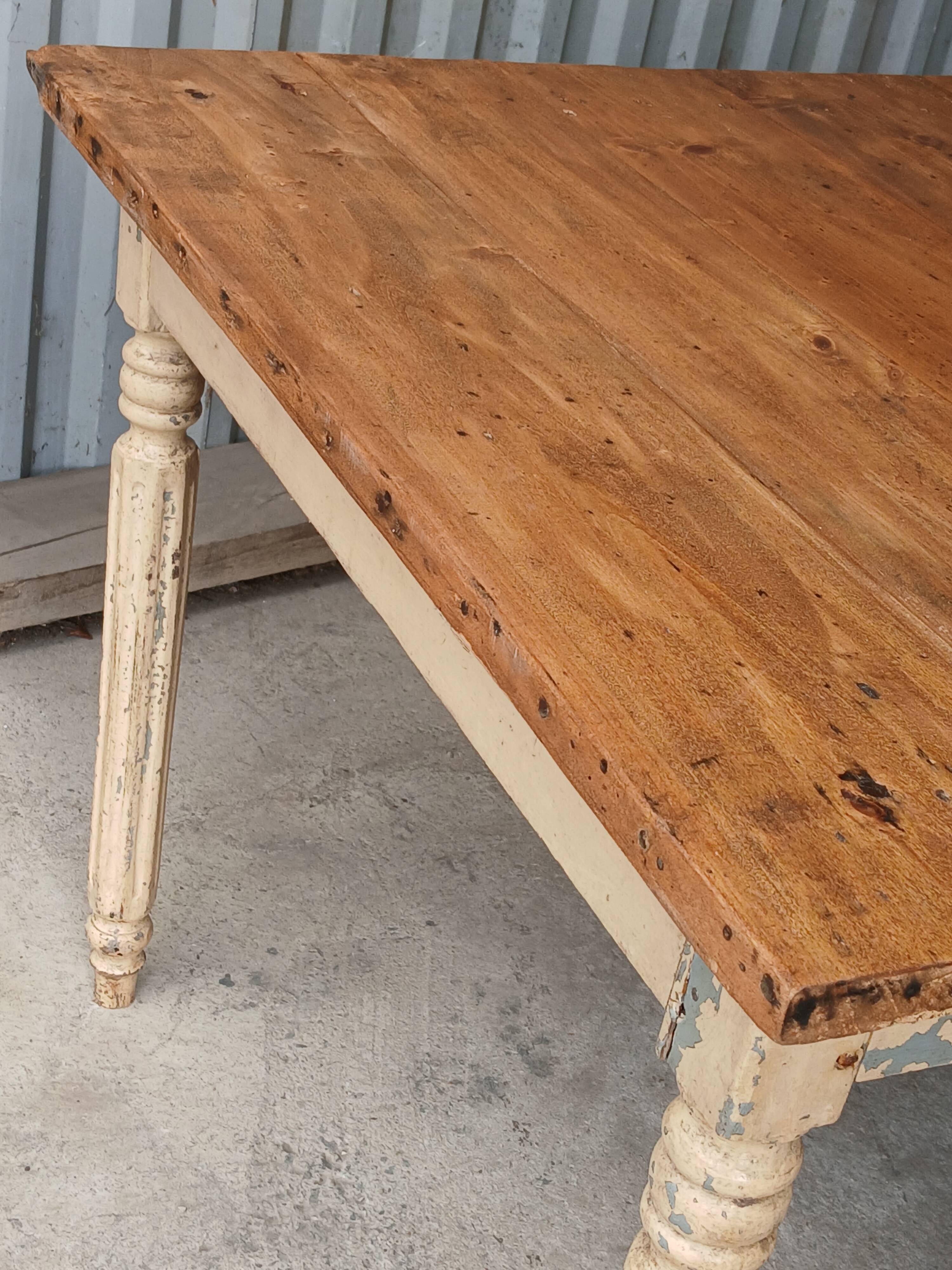 Old square farmhouse table