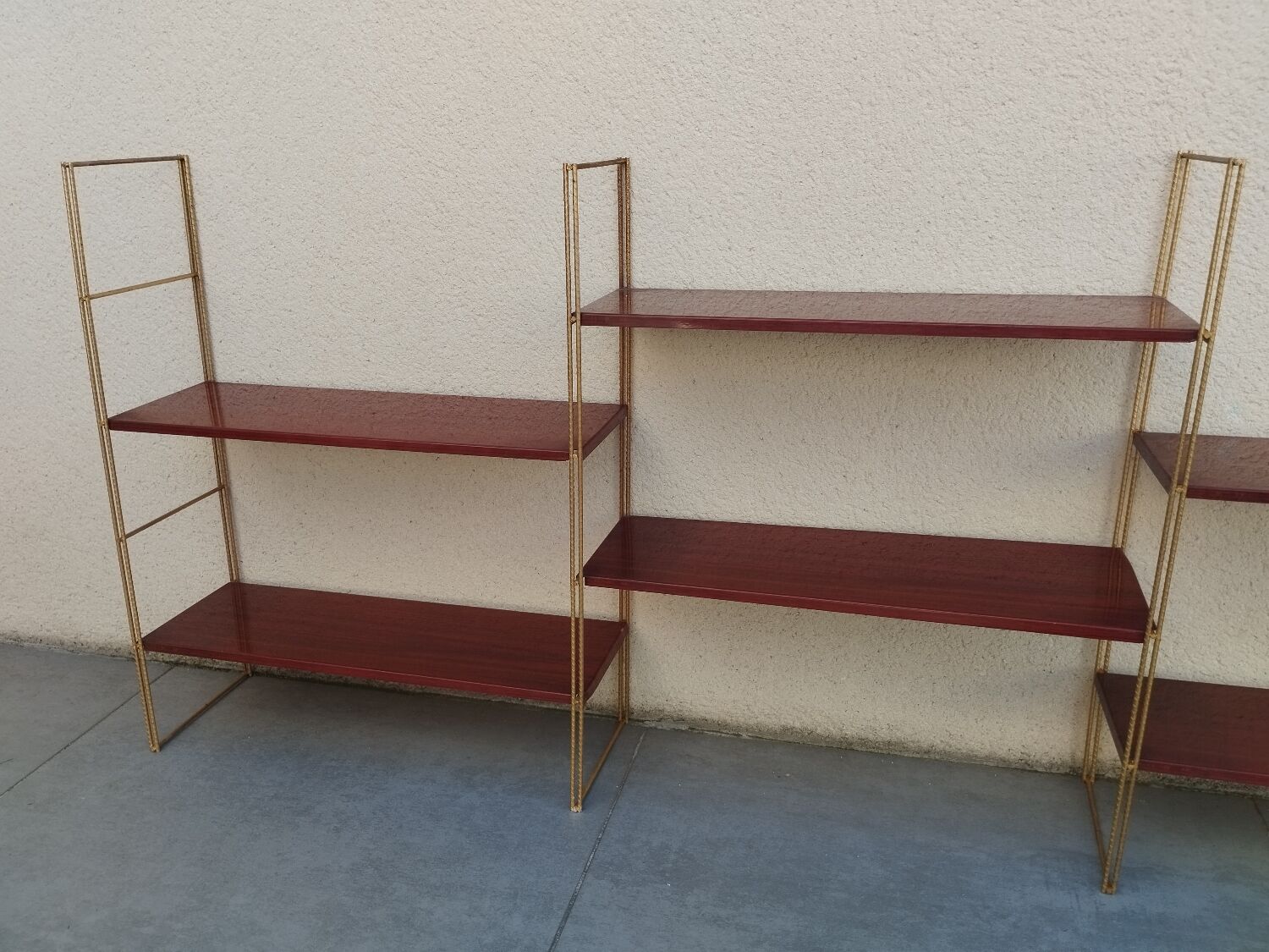 Vintage metal string shelves