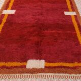 Minimalist burgundy cherry red shaggy berber rug