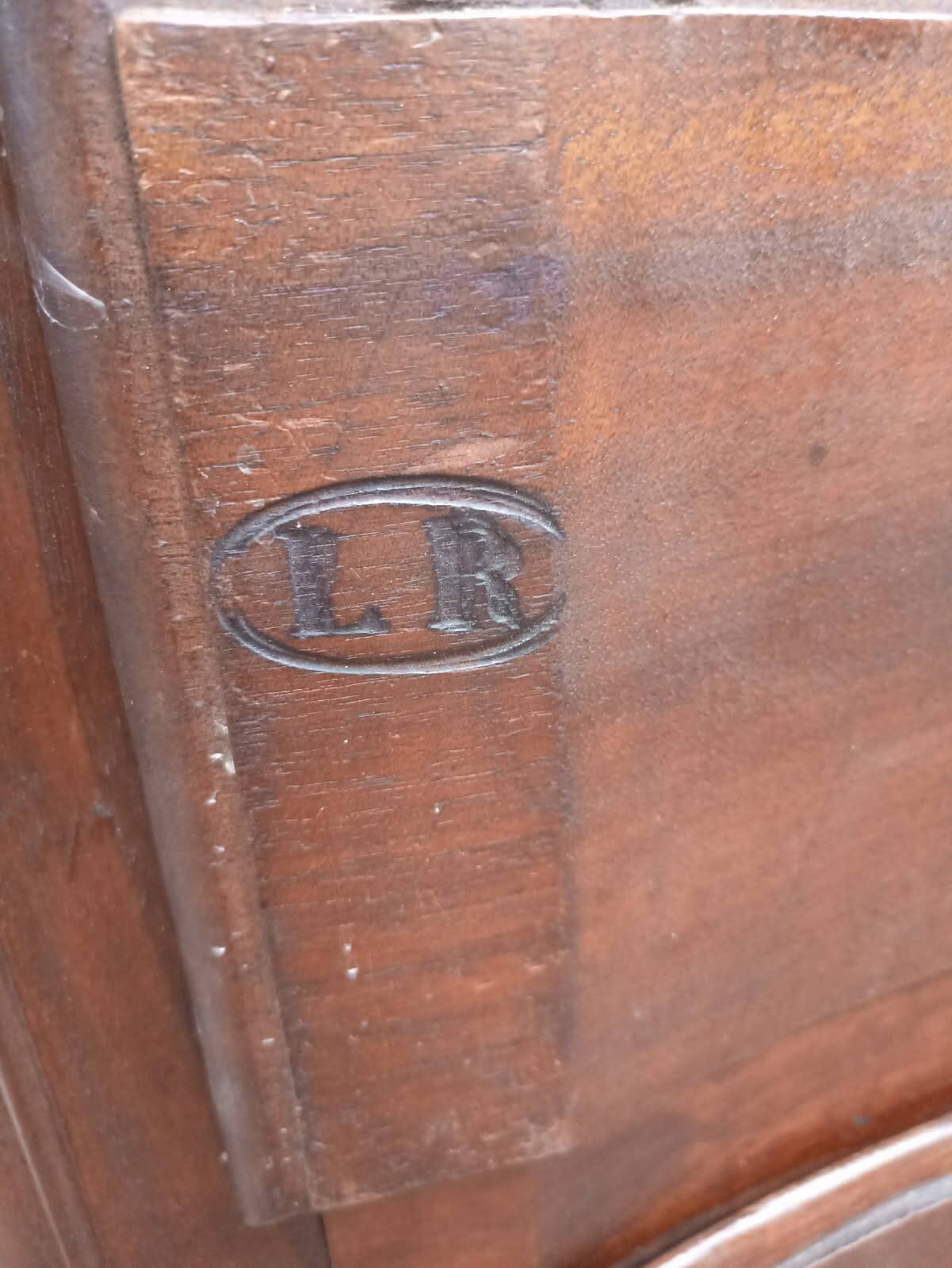 18th century crossbow chest of drawers, stamped