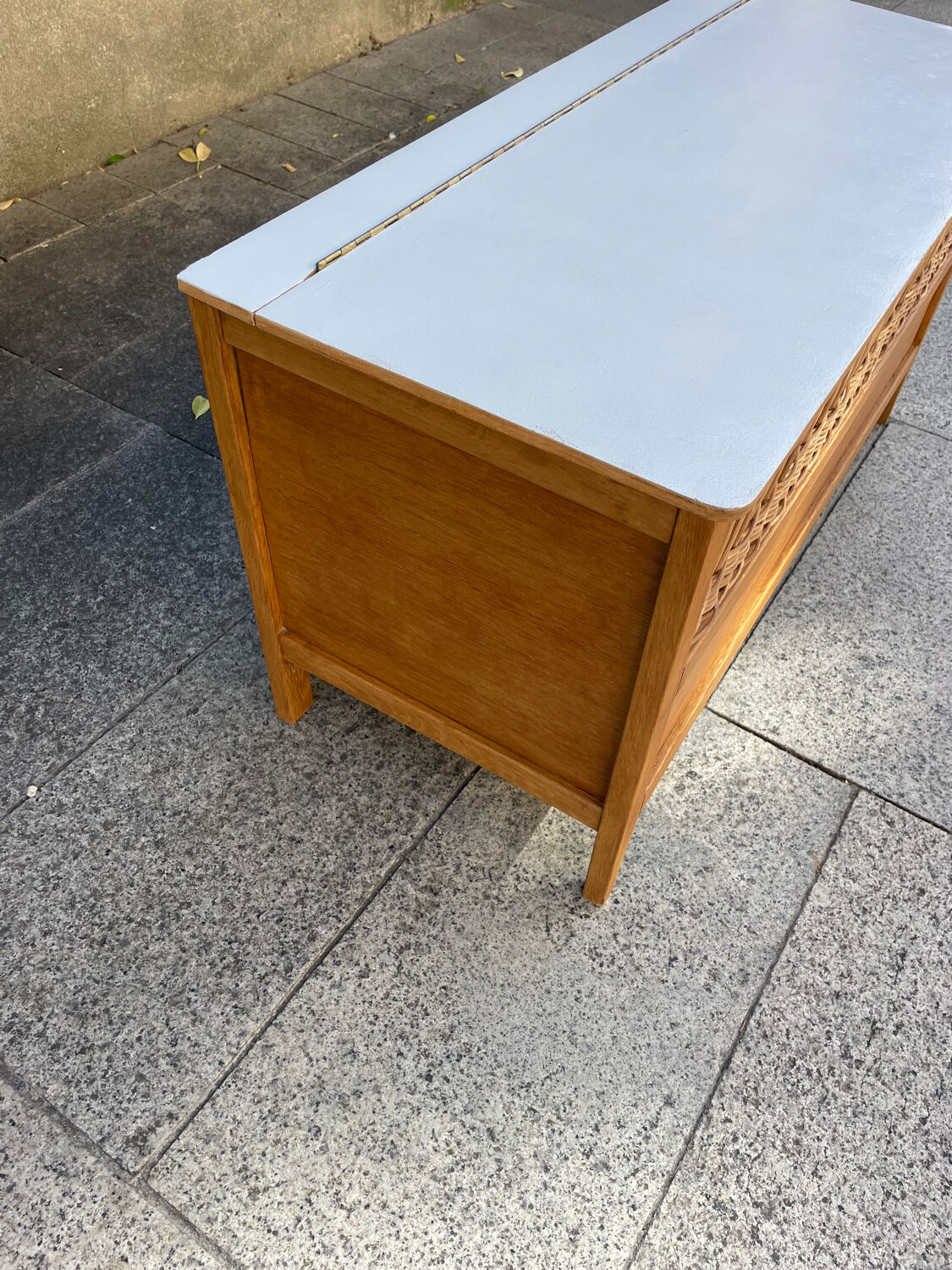 wooden and rattan chest