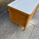 wooden and rattan chest