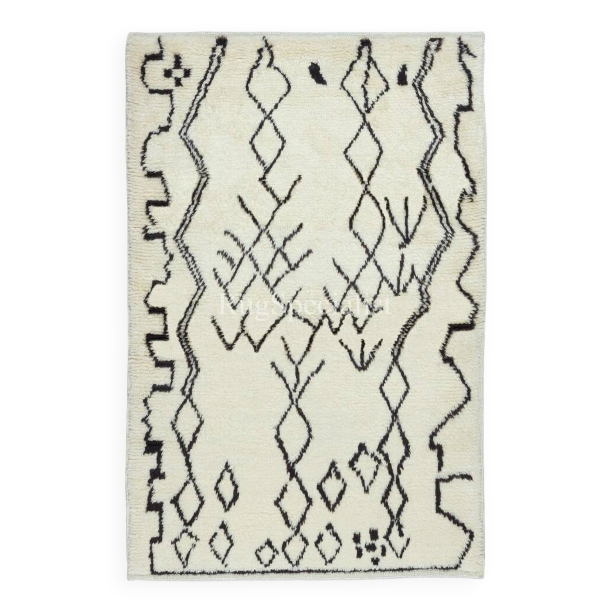 Contemporary Handmade Moroccan Berber Tulu Rug, 100% Natural Wool