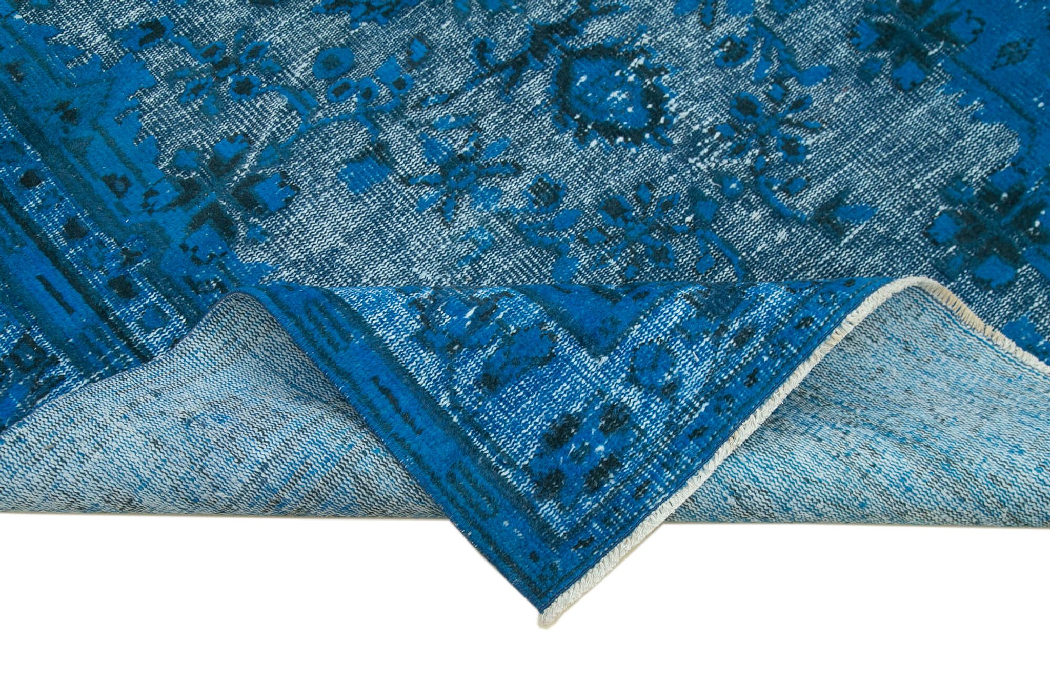 Handmade carved anatolian 1970s 172 cm x 289 cm blue rug