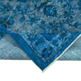 Handmade carved anatolian 1970s 172 cm x 289 cm blue rug