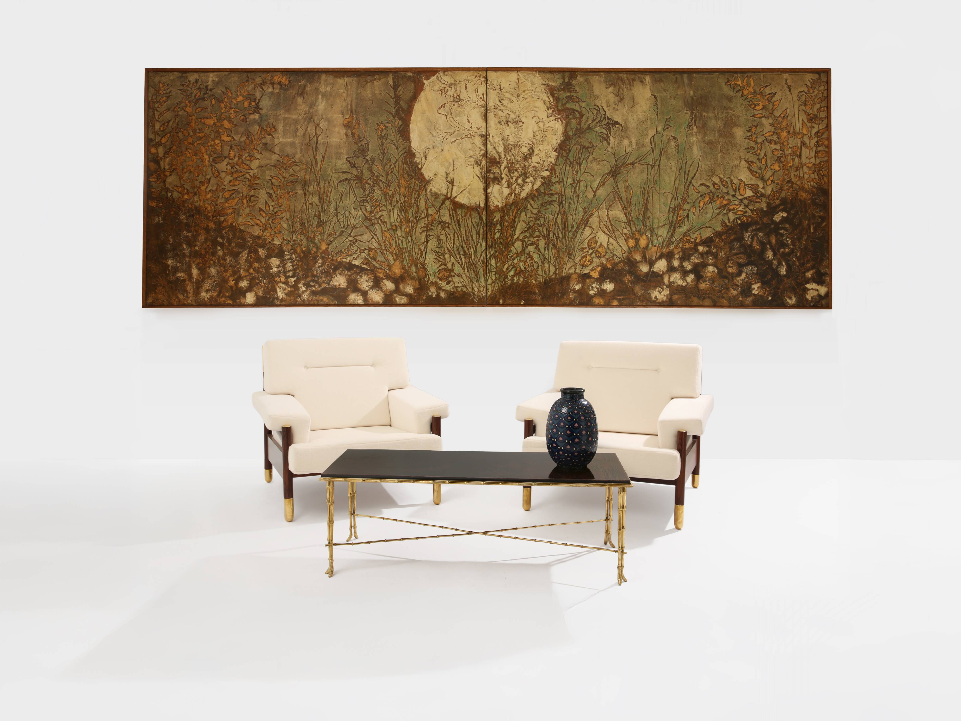 Nicolas Seailles large lacquered panels framed 1978